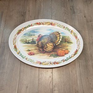 Brookpark Melamine Thanksgiving Turkey Platter Bountiful Harvest Countryside